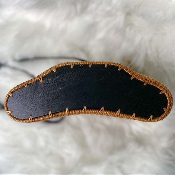 NWT DEWI hand Woven Rattan Carved Wood Balinese Tote Bag Handbag - Picture 9 of 11